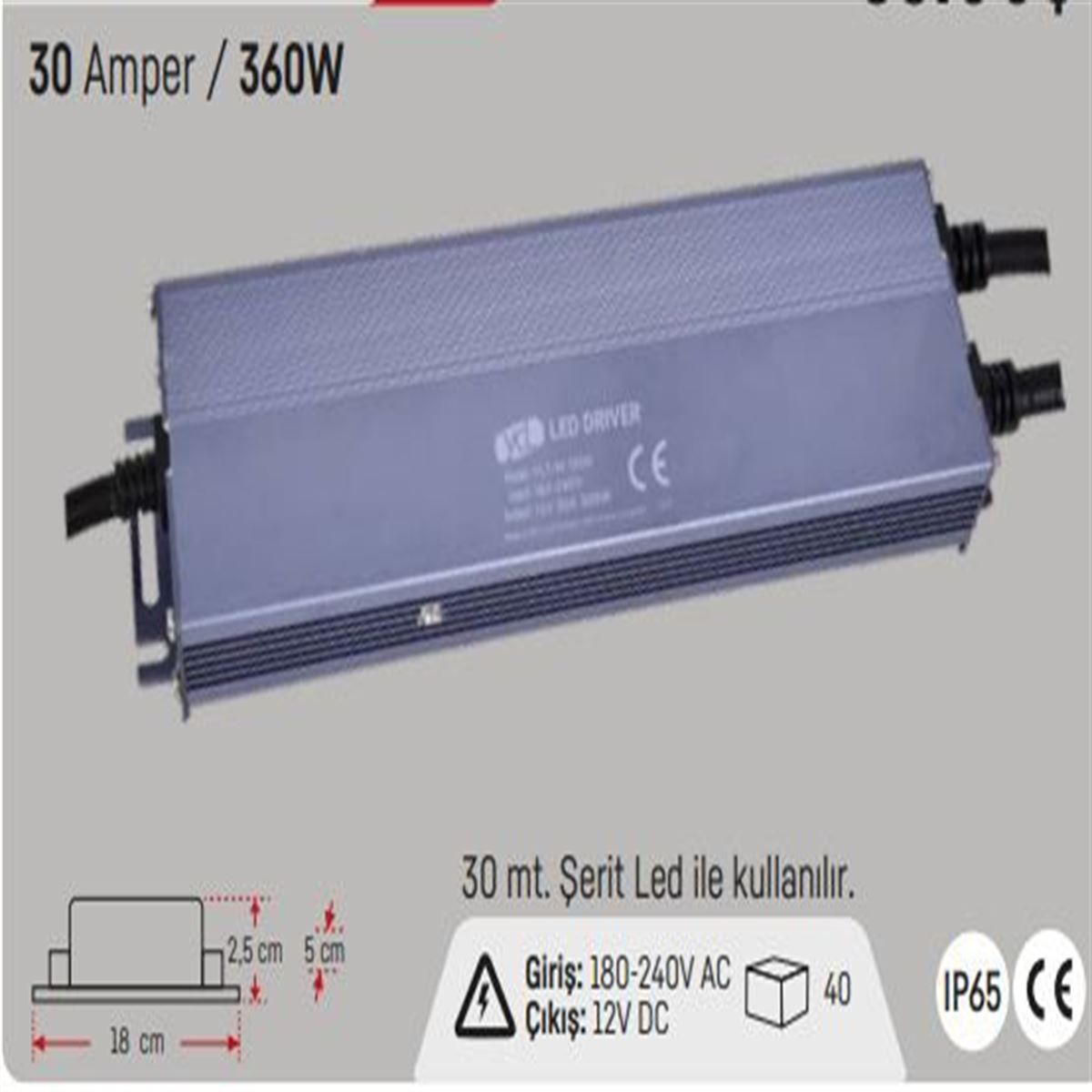 30A 300W IP65 LED TRAFOSU 1